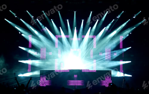 Preview: Background Stage Lights and Partying Crowd, Space for Text