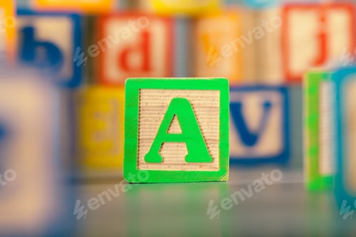 Preview: Photograph of colorful Wooden Block Letter A
