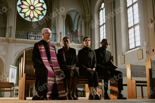 Preview: Pastor and Sorrowful Parishioners in Church