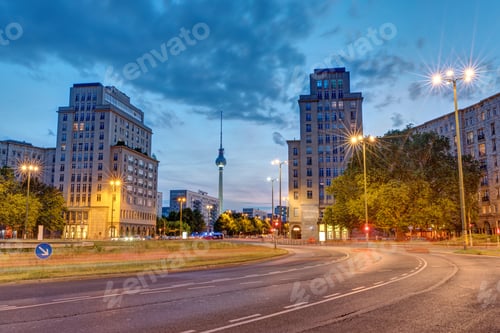 Preview: The Strausberger Platz in Berlin at dusk