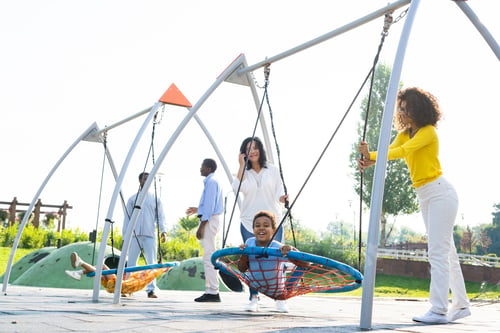 Preview: Beautiful happy african american family bonding at the park