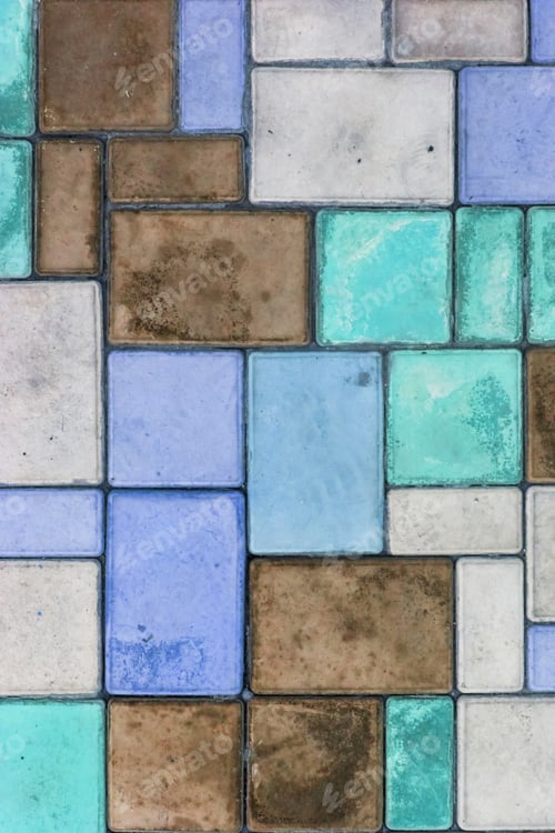 Preview: Texture of tiles blue multicolor