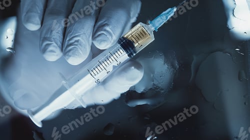 Preview: Vaccine vial dose flu shot drug needle syringe.