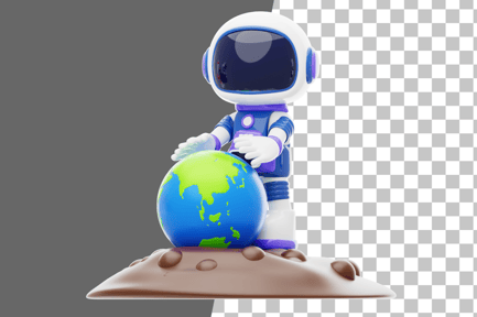 Preview: Astronaut Planting a Tree on Another Planet 3D Illustration