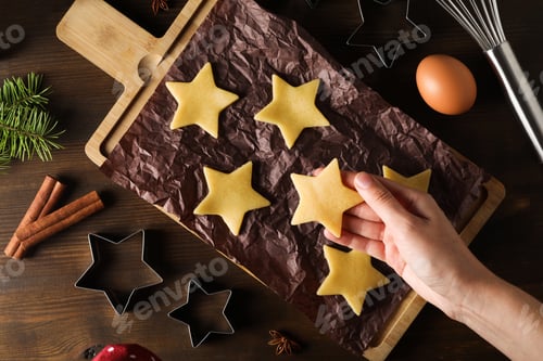 Preview: Concept of tools for cooking cookies, cookie cutter, top view