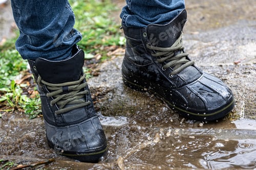 Preview: Quality waterproof boots for bad weather, close-up.