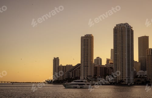Preview: Stunning view of a metropolitan cityscape with an abundance of modern skyscrapers and a river