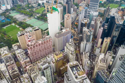 Preview: Causeway Bay, Hong Kong 07 May 2019: top view of Hong Kong city