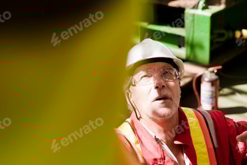 Preview: Construction worker in reflective gear and hard hat