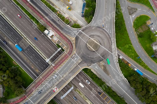 Preview: Sha Tin, Hong Kong 17 March 2020: Top view of the traffic in Hong Kong