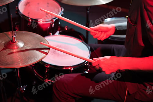Preview: Drummer Playing in Record Studio