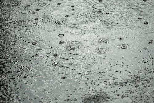 Preview: View of heavy pouring rain on city street