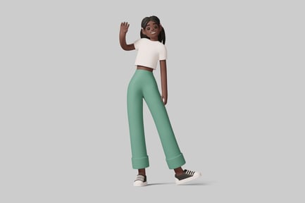 Preview: Young woman in a white crop top and green pants