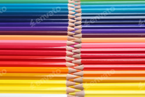 Preview: Set of colorful pencils as background, closeup