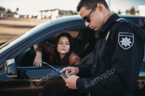 Preview: Cop in uniform checks license of female driver