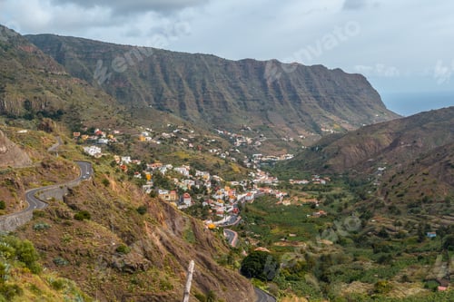Preview: Views from the mirador in the village of Hermigua in the north of La Gomera, Canary Islands