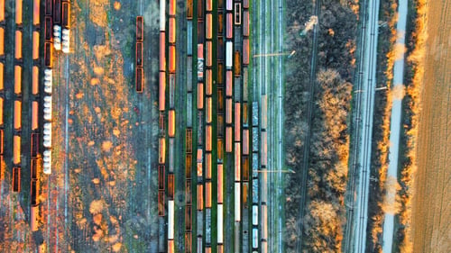 Preview: Aerial view of an abandoned railway station near Veliko Tarnovo, Bulgaria