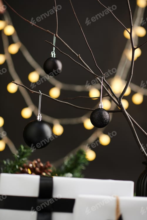 Preview: Black Baubles for Tree Decoration