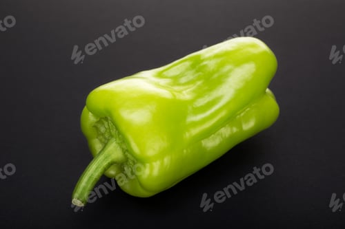 Preview: Green pepper isolated on black background.
