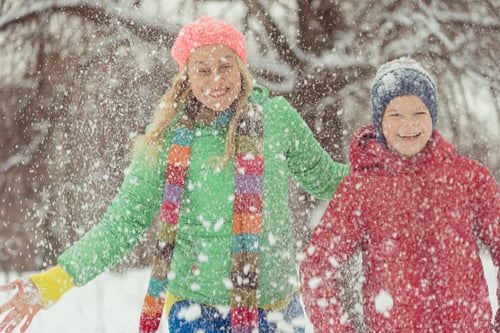 Preview: Winter. Mom With A Child Playing With Snow.