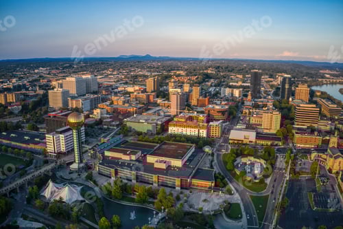 Preview: Aerial View of Knoxville, Tennessee during Dusk