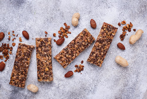Preview: Homemade granola bars with nuts.