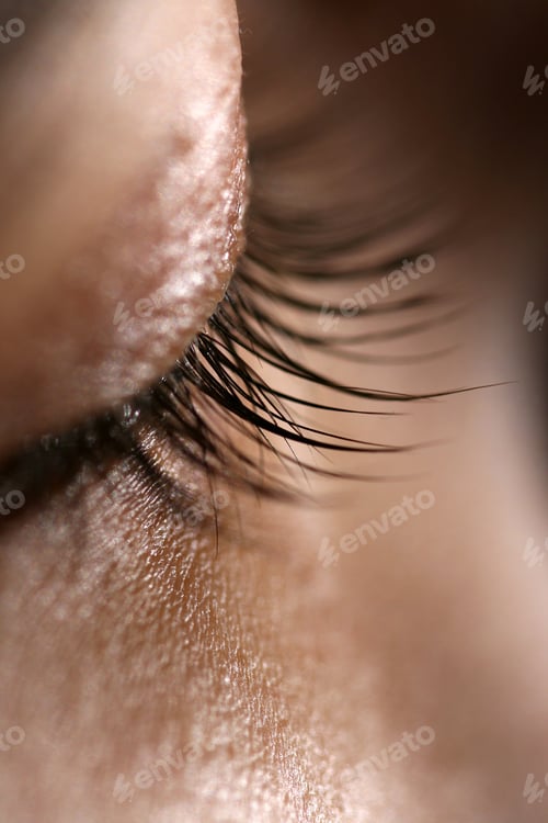 Preview: Eyelashes of young man, closeup, macro
