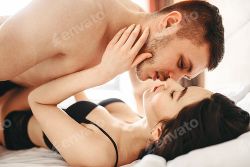 Preview: Games of intimate partners in bedroom, hot lovers