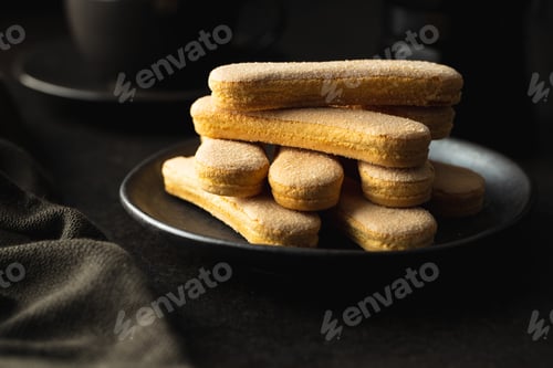 Preview: Italian cookie savoiardi. Sweet biscuits. Sponge cookies tiramisu.