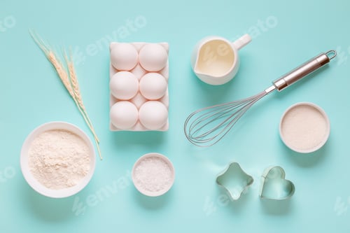 Preview: Cooking / baking ingredients, food / cooking background concept.