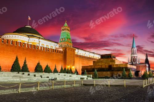 Preview: Sunset at Red Square, Moscow Kremlin and Lenin mausoleum, Moscow, Russia