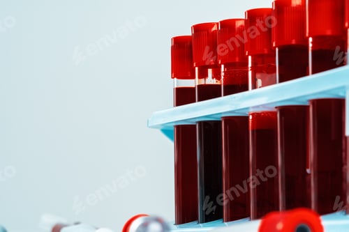 Preview: Blood sample tubes medical equipment close up
