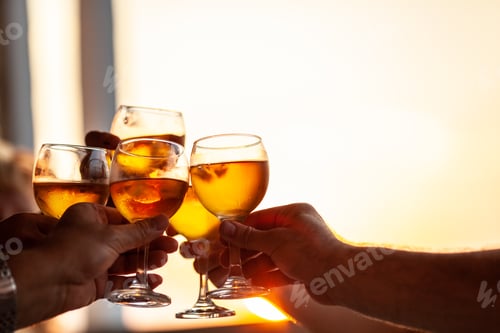 Preview: Friends toasting with wine at the party