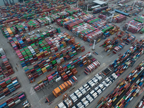Preview: Aerial view of Yantian port in shenzhen city, China