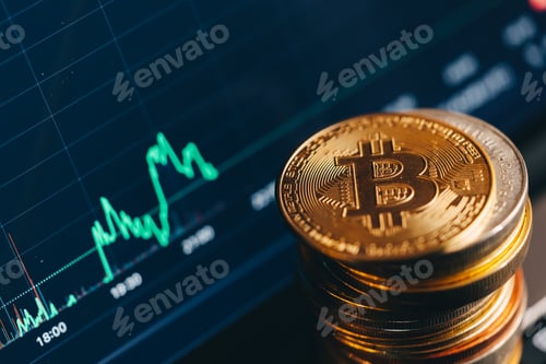Preview: Bitcoin trading on gadgets. Modern virtual currency.