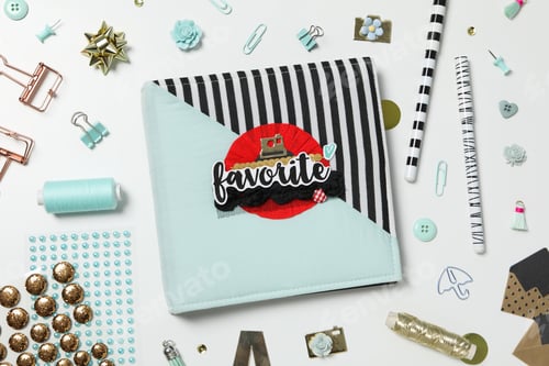 Preview: Concept of scrapbooking, scrapbooking for holiday, hobby concept, top view