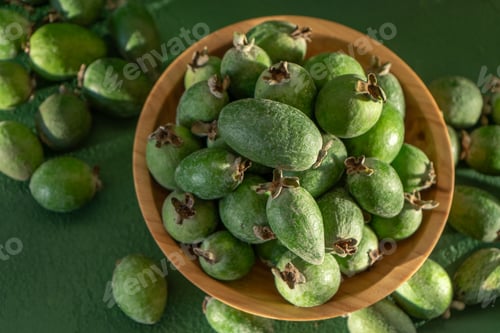 Preview: Feijoa green fruit.