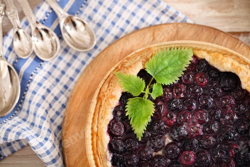 Preview: Freshly baked homemade blueberry pie