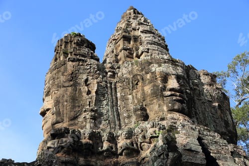 Preview: Antique statue standing majestically in the Angkor Wat temple complex in Cambodia