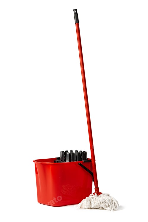 Preview: Empty plastic household bucket on a white background.
