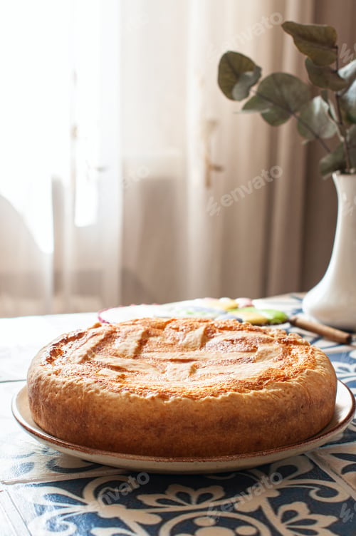 Preview: Italian Easter ricotta pie with raisins.