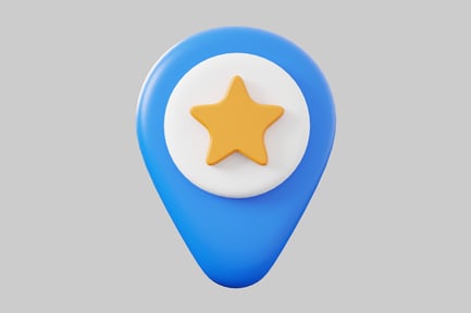 Preview: Blue location pin with star
