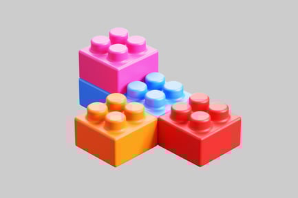 Preview: Four colorful plastic building blocks.