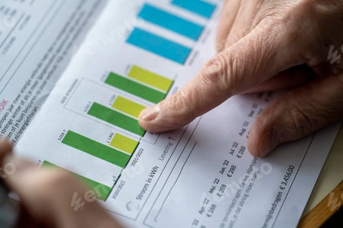 Preview: Man working at his desk at home, studying energy bills
