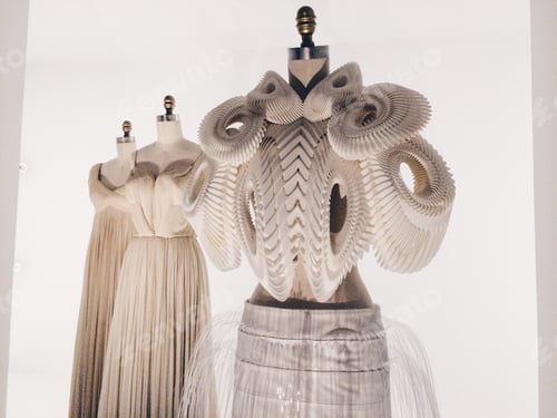 Preview: Futuristic fashion dresses on the display at the museum