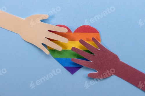 Preview: Hands with heart in gay lgbt colors