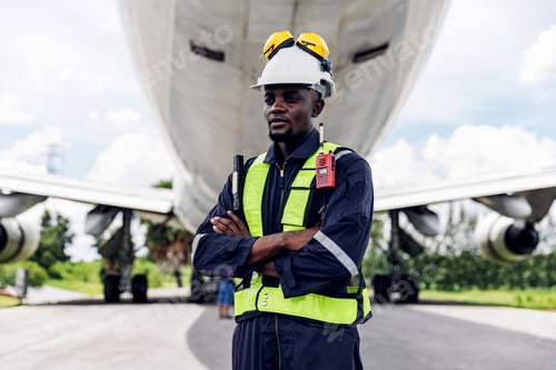 Preview: Aircraft workers checking airplane.
