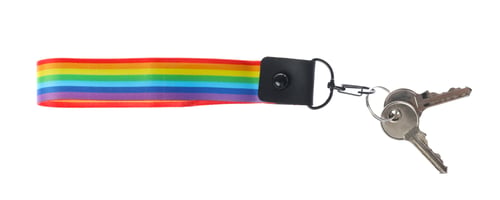 Preview: Keys with keychain in LGBT colors on white background