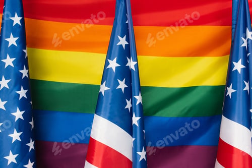 Preview: american flags against lgbt colorful background