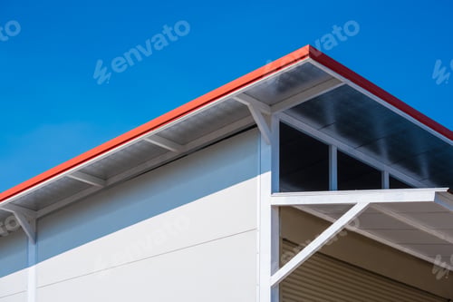 Preview: Storage room is made from white fiber cement board wall with steel shed roof and heat insulation
